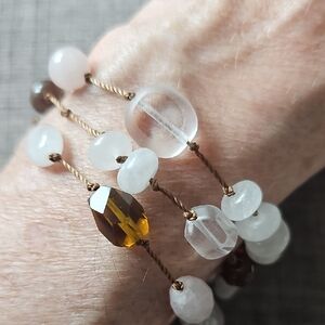 J. Jill Clear and Brown Beaded Bracelet